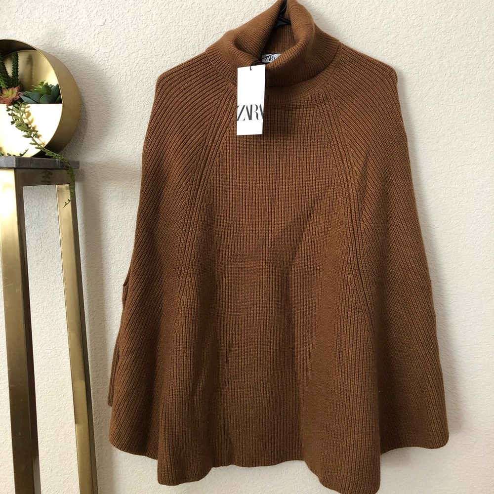 Zara knit cape- brown or camel